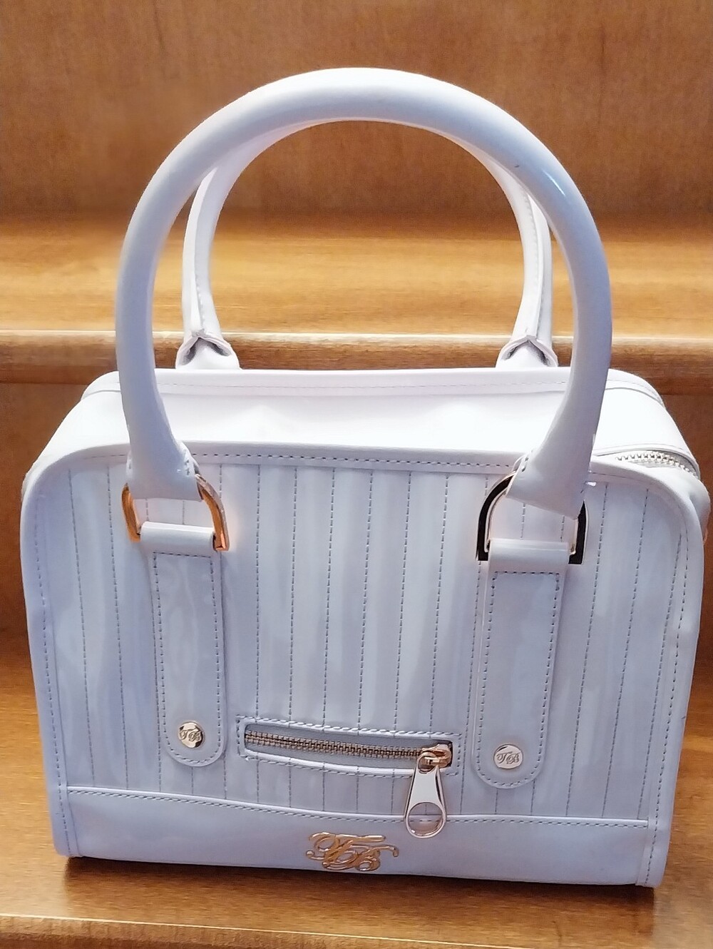 Ted Baker Light Pink Patent Satchel with Rose Gold Hardware